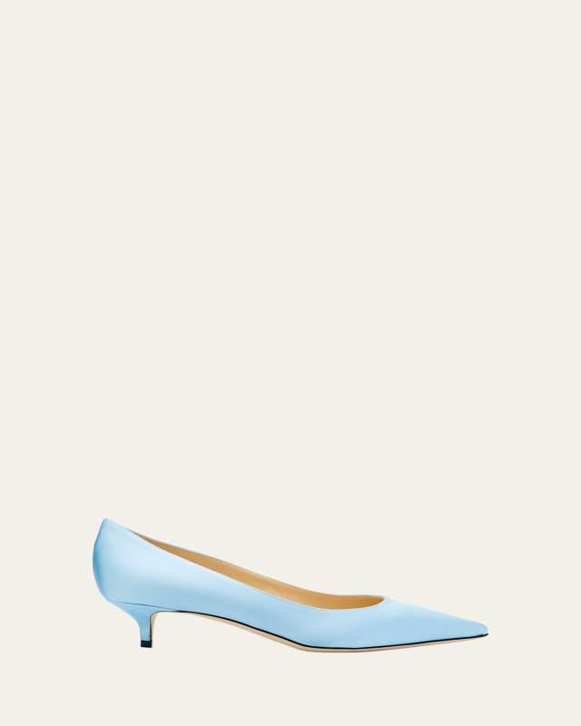 Amelia Satin Kitten-Heel Pumps